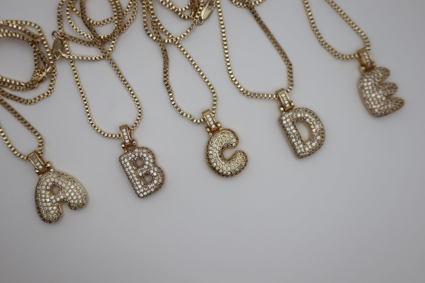 Iced Out Bubble Initial Necklace